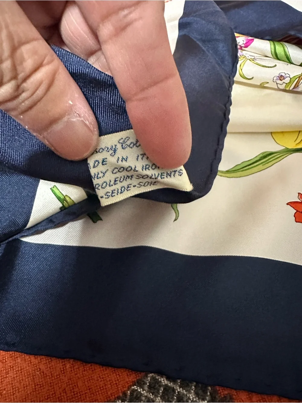 Gucci Floral Silk Scarf in White with Red, Yellow & Purple Blooms